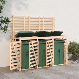 Triple Wheelie Bin Storage Solid Wood Pine - Giant Lobelia