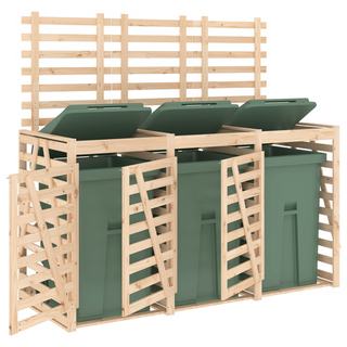 Triple Wheelie Bin Storage Solid Wood Pine - Giant Lobelia