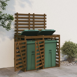 Double Wheelie Bin Storage Honey Brown Solid Wood Pine - Giant Lobelia