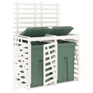 Double Wheelie Bin Storage White Solid Wood Pine - Giant Lobelia