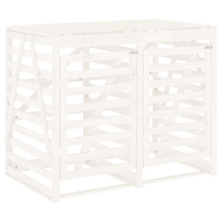 Double Wheelie Bin Storage White Solid Wood Pine - Giant Lobelia