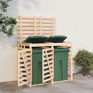 Double Wheelie Bin Storage Solid Wood Pine - Giant Lobelia