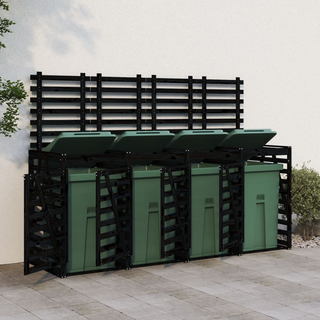 Quadruple Wheelie Bin Storage Black Solid Wood Pine - Giant Lobelia