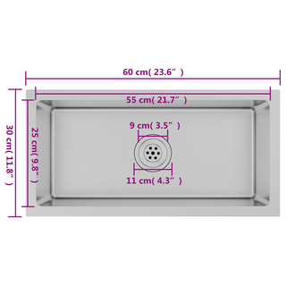 vidaXL Handmade Kitchen Sink Stainless Steel - Giant Lobelia