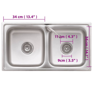 Camping Sink Double Basins with Tap Stainless Steel - Giant Lobelia