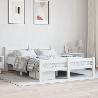 Bed Frame White Solid Pinewood 120x200 cm - Giant Lobelia