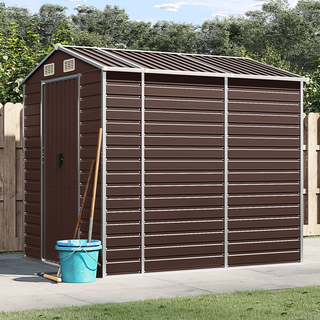 vidaXL Garden Shed Brown 191x215x198 cm Galvanised Steel - Giant Lobelia