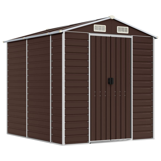 vidaXL Garden Shed Brown 191x215x198 cm Galvanised Steel - Giant Lobelia