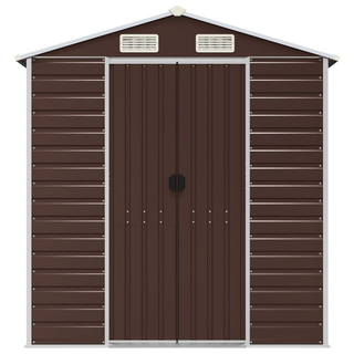 vidaXL Garden Shed Brown 191x215x198 cm Galvanised Steel - Giant Lobelia