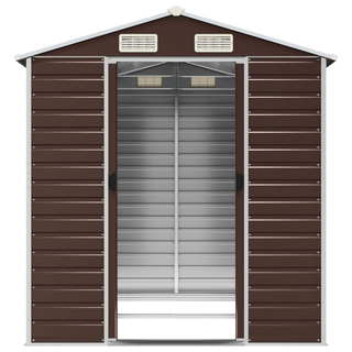 vidaXL Garden Shed Brown 191x215x198 cm Galvanised Steel - Giant Lobelia