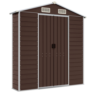 vidaXL Garden Shed Brown 191x215x198 cm Galvanised Steel - Giant Lobelia