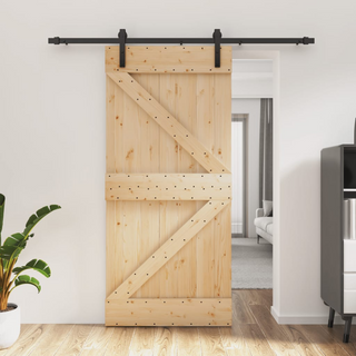 Sliding Door with Hardware Set 95x210 cm Solid Wood Pine - Giant Lobelia