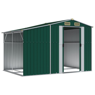 vidaXL Garden Shed Green 277x192.5x179 cm Galvanised Steel - Giant Lobelia