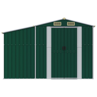 vidaXL Garden Shed Green 277x192.5x179 cm Galvanised Steel - Giant Lobelia