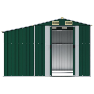 vidaXL Garden Shed Green 277x192.5x179 cm Galvanised Steel - Giant Lobelia