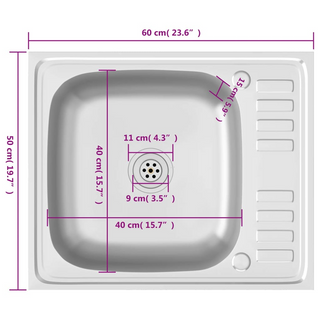 vidaXL Kitchen Sink with Drainer Set Silver 500x600x155 mm Stainless Steel - Giant Lobelia