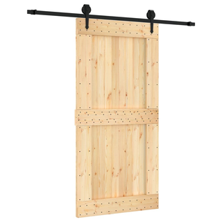 Sliding Door with Hardware Set 100x210 cm Solid Wood Pine - Giant Lobelia