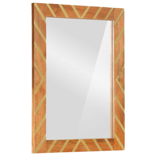 Bathroom Mirror Brown 50x70x3 cm Solid Wood Mango and Glass - Giant Lobelia