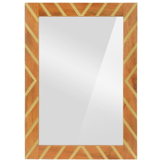 Bathroom Mirror Brown 50x70x3 cm Solid Wood Mango and Glass - Giant Lobelia