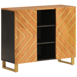 vidaXL Side Cabinet Brown and Black 90x33.5x75 cm Solid Wood Mango - Giant Lobelia