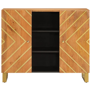 vidaXL Side Cabinet Brown and Black 90x33.5x75 cm Solid Wood Mango - Giant Lobelia