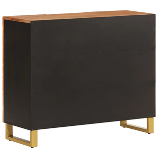 vidaXL Side Cabinet Brown and Black 90x33.5x75 cm Solid Wood Mango - Giant Lobelia