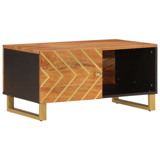 vidaXL Coffee Table Brown and Black 80x50x40 cm Solid Wood Mango - Giant Lobelia