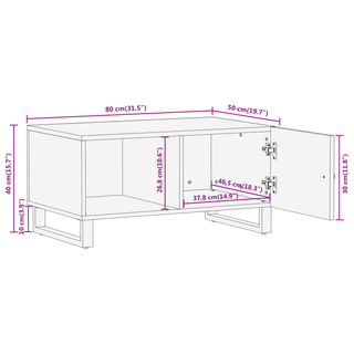 vidaXL Coffee Table Brown and Black 80x50x40 cm Solid Wood Mango - Giant Lobelia