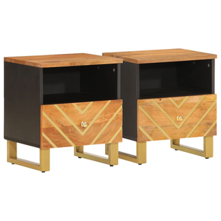 Bedside Cabinets 2 pcs Brown and Black Solid Wood Mango - Giant Lobelia