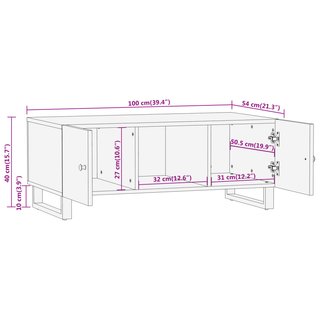 vidaXL Coffee Table Brown and Black 100x54x40 cm Solid Wood Mango - Giant Lobelia