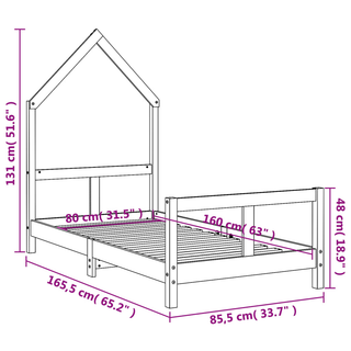 Kids Bed Frame 80x160 cm Solid Wood Pine - Giant Lobelia