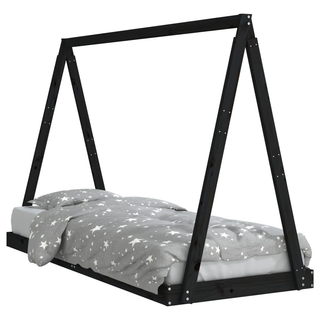 Kids Bed Frame Black 80x200 cm Solid Wood Pine - Giant Lobelia