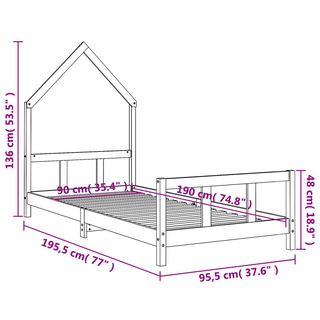 Kids Bed Frame 90x190 cm Solid Wood Pine - Giant Lobelia