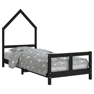 Kids Bed Frame Black 80x200 cm Solid Wood Pine - Giant Lobelia