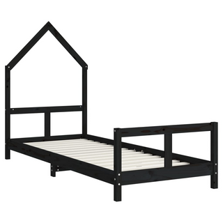 Kids Bed Frame Black 80x200 cm Solid Wood Pine - Giant Lobelia