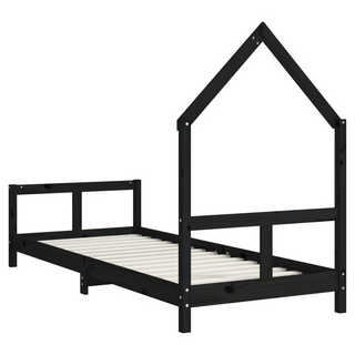 Kids Bed Frame Black 80x200 cm Solid Wood Pine - Giant Lobelia