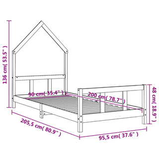 Kids Bed Frame 90x200 cm Solid Wood Pine - Giant Lobelia