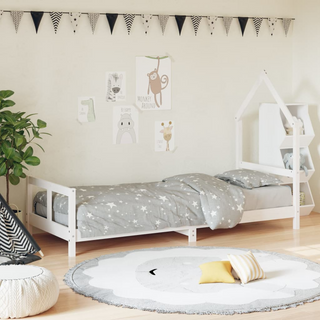 Kids Bed Frame White 80x200 cm Solid Wood Pine - Giant Lobelia