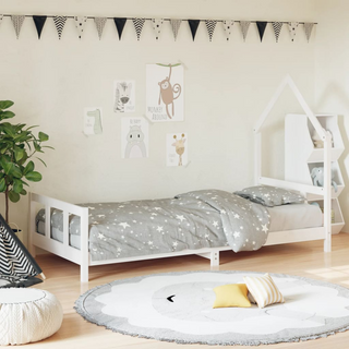 Kids Bed Frame White 90x190 cm Solid Wood Pine - Giant Lobelia