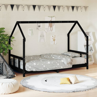 Kids Bed Frame Black 90x190 cm Solid Wood Pine - Giant Lobelia