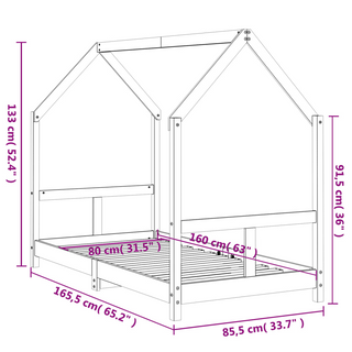 Kids Bed Frame White 80x160 cm Solid Wood Pine - Giant Lobelia