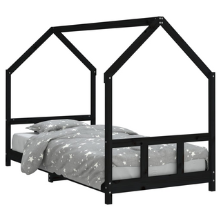 Kids Bed Frame Black 90x200 cm Solid Wood Pine - Giant Lobelia