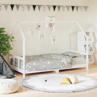 Kids Bed Frame White 90x200 cm Solid Wood Pine - Giant Lobelia