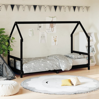 Kids Bed Frame Black 80x200 cm Solid Wood Pine - Giant Lobelia