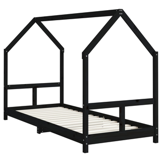 Kids Bed Frame Black 80x200 cm Solid Wood Pine - Giant Lobelia