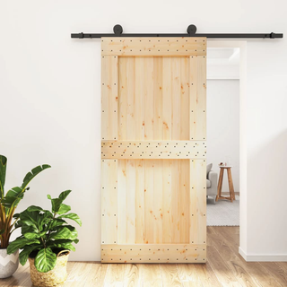 Sliding Door with Hardware Set 100x210 cm Solid Wood Pine - Giant Lobelia