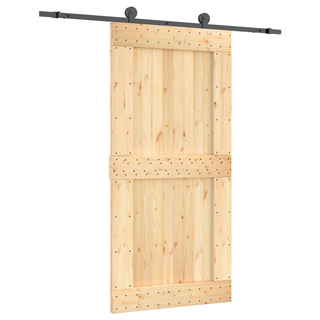 Sliding Door with Hardware Set 100x210 cm Solid Wood Pine - Giant Lobelia