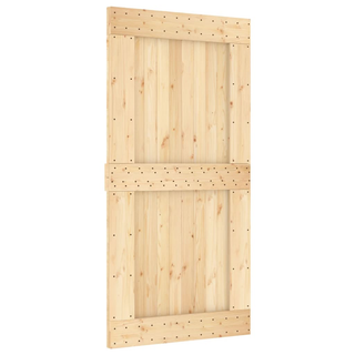 Sliding Door with Hardware Set 100x210 cm Solid Wood Pine - Giant Lobelia