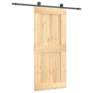 Sliding Door with Hardware Set 90x210 cm Solid Wood Pine - Giant Lobelia