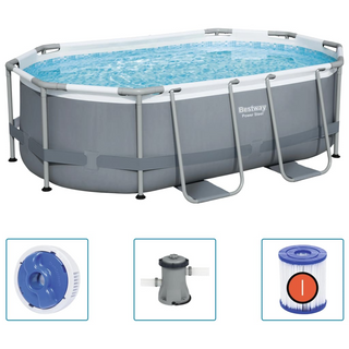 Bestway Power Steel Above Ground Pool Oval 305x200x84 cm - Giant Lobelia